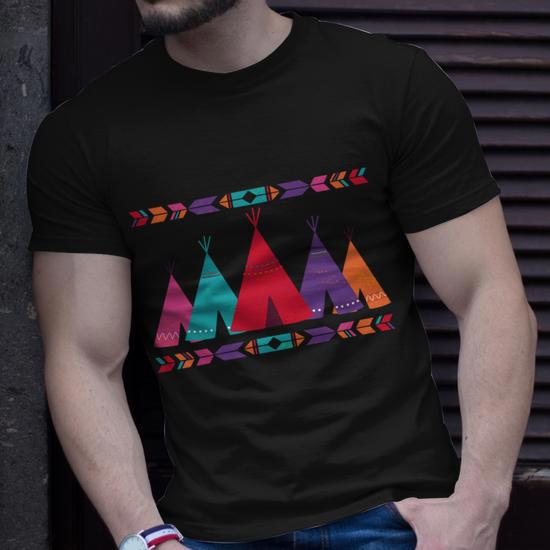 Native American Teepee Pattern Graphic Design Unisex T-Shirt, Unisex Gift