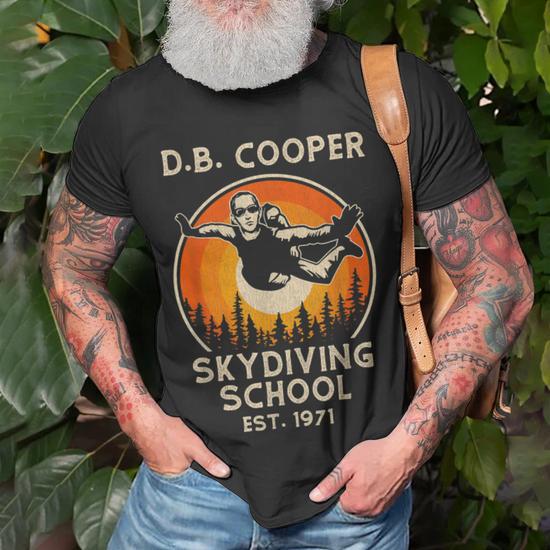 DB Cooper Skydiving School Unisex T-Shirt - Front Pocket Detail