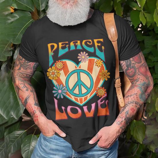 Retro Peace Love Peace Sign 60S 70S Hippie Style T-shirt - Thegiftio