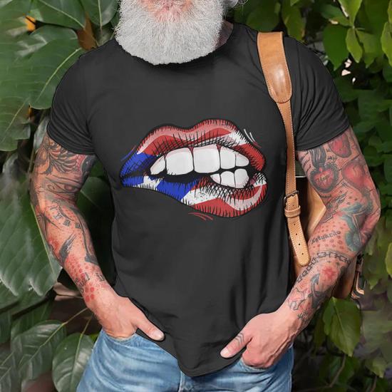 Sexy Biting Lips Puerto Rico Flag Pride Sexy Lady T-Shirt - Thegiftio