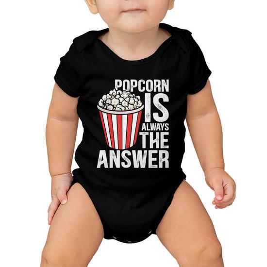 Popcorn Is Always The Answer Graphic Plus Size Premium Shirt For Boy Girl Unisex Baby Onesie Thegiftio UK