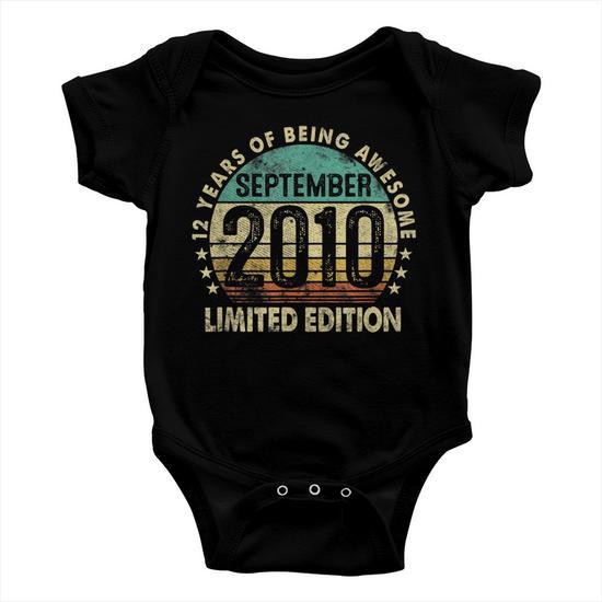 12Th Birthday Boys Girls Vintage September 2010 12 Year Old Baby Onesie Thegiftio UK