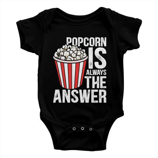 Popcorn Is Always The Answer Graphic Plus Size Premium Shirt For Boy Girl Unisex Baby Onesie Thegiftio UK