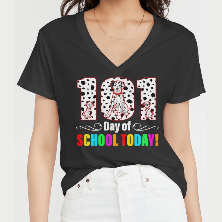 101 Days Of School Dalmatian Dog Cute Women V-Neck T-Shirt