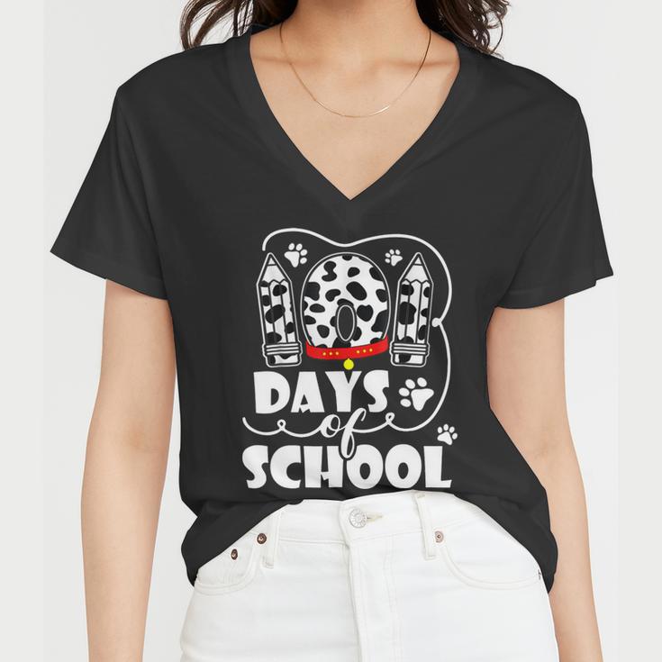 101 Days Of School Dalmatian Logo Women V-Neck T-Shirt