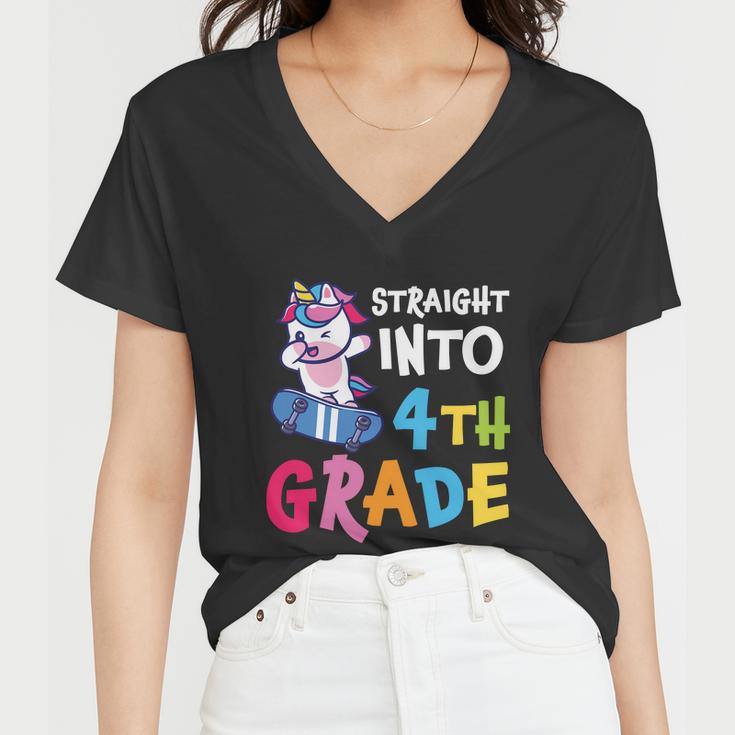 4Th Grade Unicorn Back To School First Day Of School Women V-Neck T-Shirt