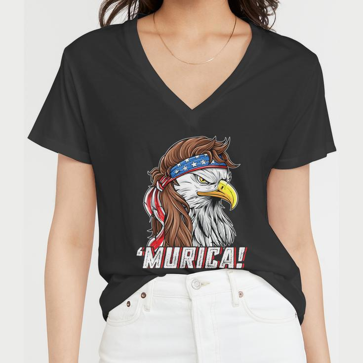 4Th Of July Eagle Mullet Murica American Flag Usa Merica Cute Gift Women V-Neck T-Shirt