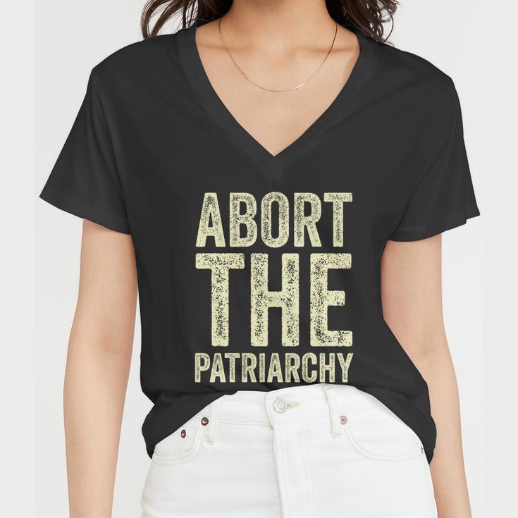 Abort The Patriarchy Vintage Feminism Reproduce Dignity Women V-Neck T-Shirt