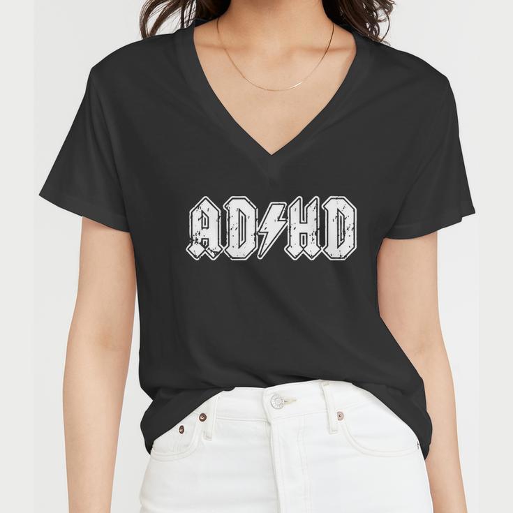 Adhd Add Parody Rock And Roll Entourage Music Funny Women V-Neck T-Shirt