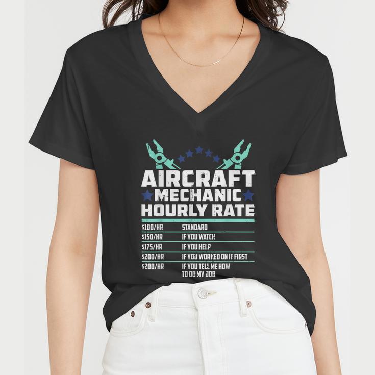 Aircraft Technician Hourly Rate Airplane Plane Mechanic Women V-Neck T-Shirt