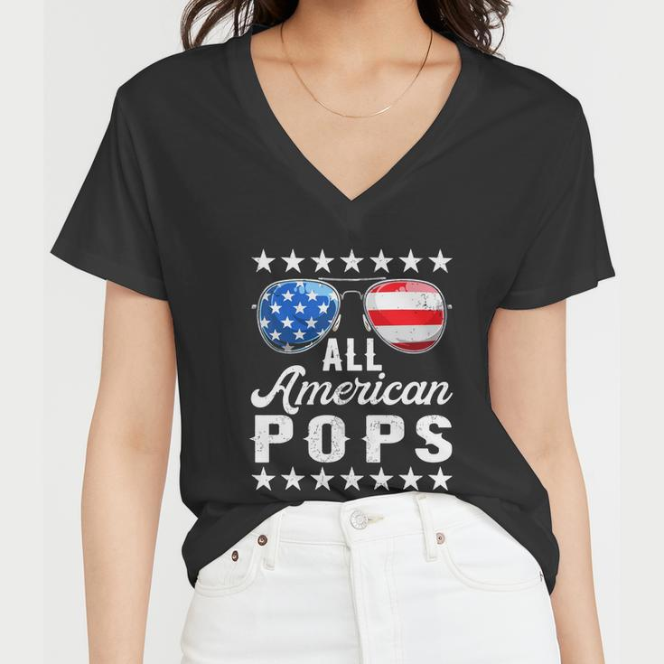 All American Pops Shirts 4Th Of July Matching Outfit Family Women V-Neck T-Shirt