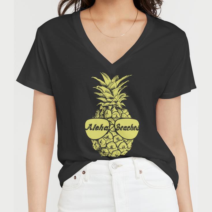 Aloha Beaches Pineapple Tshirt Women V-Neck T-Shirt