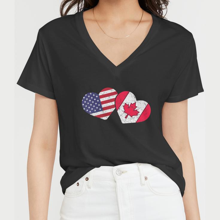 American Canadian Heart Canada Funny Women V-Neck T-Shirt