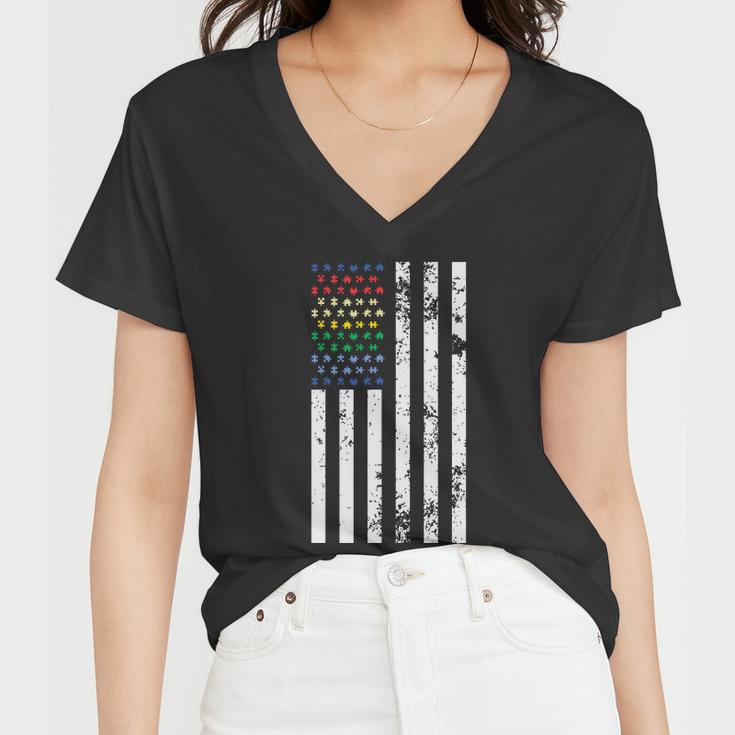 American Flag Lgbt Gay Pride Lesbian Bisexual Ally Quote Women V-Neck T-Shirt