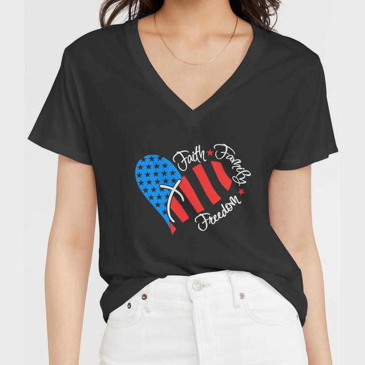 American Flag Usa Funny 4Th Of July Christian Women V-Neck T-Shirt