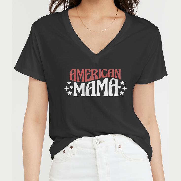 American Mama White 4Th Of July Women V-Neck T-Shirt