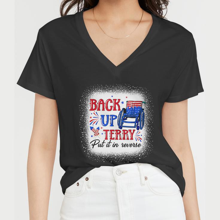 Back Up Terry Put It In Reverse 4Th Of July American Flag Women V-Neck T-Shirt