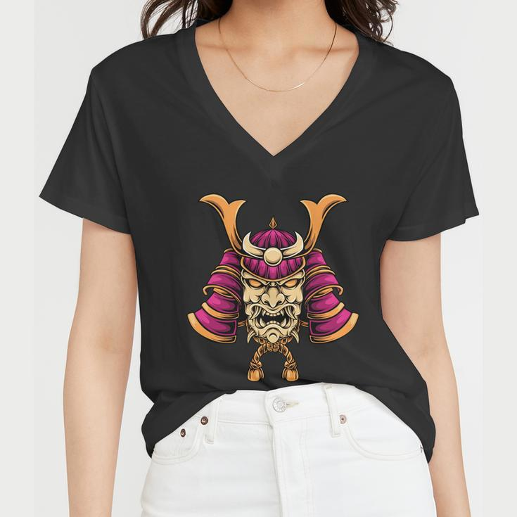 Beautiful Demon Samurai Tshirt Women V-Neck T-Shirt