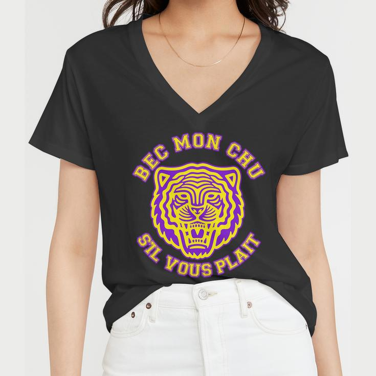 Bec Mon Chu Sil Vous Plait Tiger Tshirt Women V-Neck T-Shirt