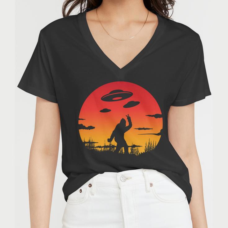 Believe Bigfoot Ufo Tshirt Women V-Neck T-Shirt