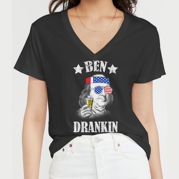 Ben Drankin Usa Patriotic Women V-Neck T-Shirt