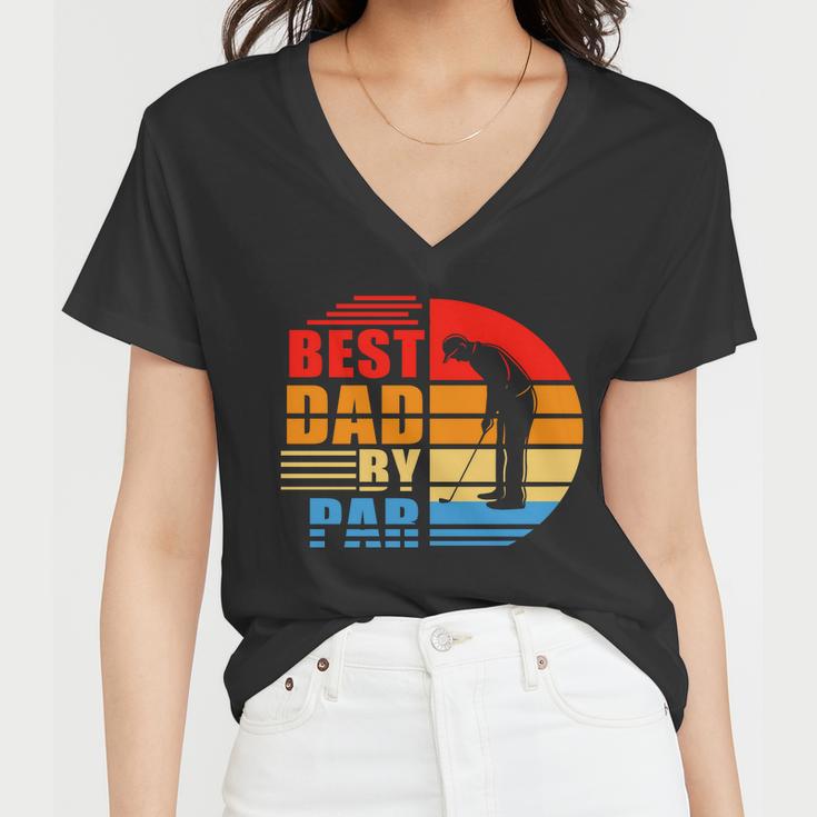 Best Dad By Par Retro Golf Sunset Tshirt Women V-Neck T-Shirt