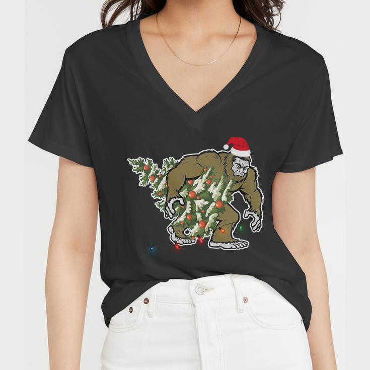 Bigfoot Stole Christmas Tshirt Women V-Neck T-Shirt