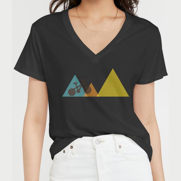 Bike Mountain Simple Logo Women V-Neck T-Shirt