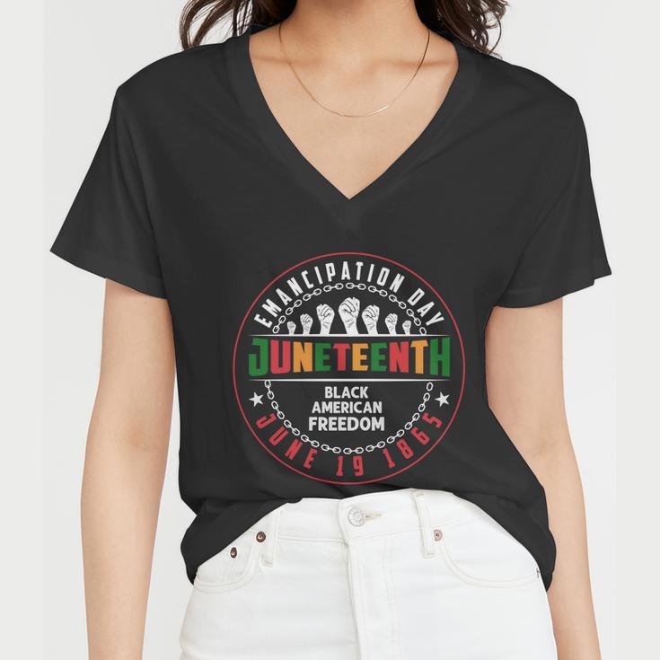 Black American Freedom Juneteenth Graphics Plus Size Shirts For Men Women Family Women V-Neck T-Shirt