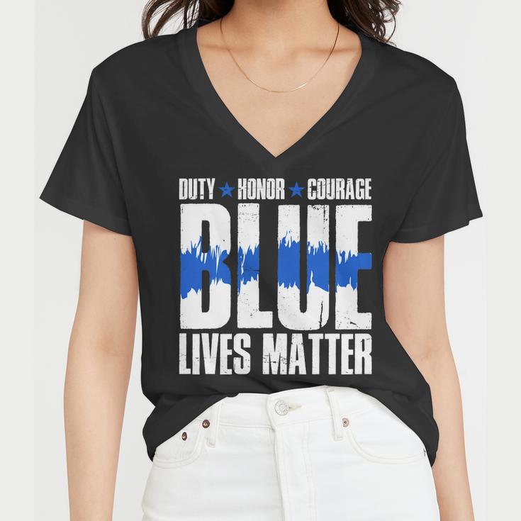 Blue Lives Matter Tshirt Women V-Neck T-Shirt