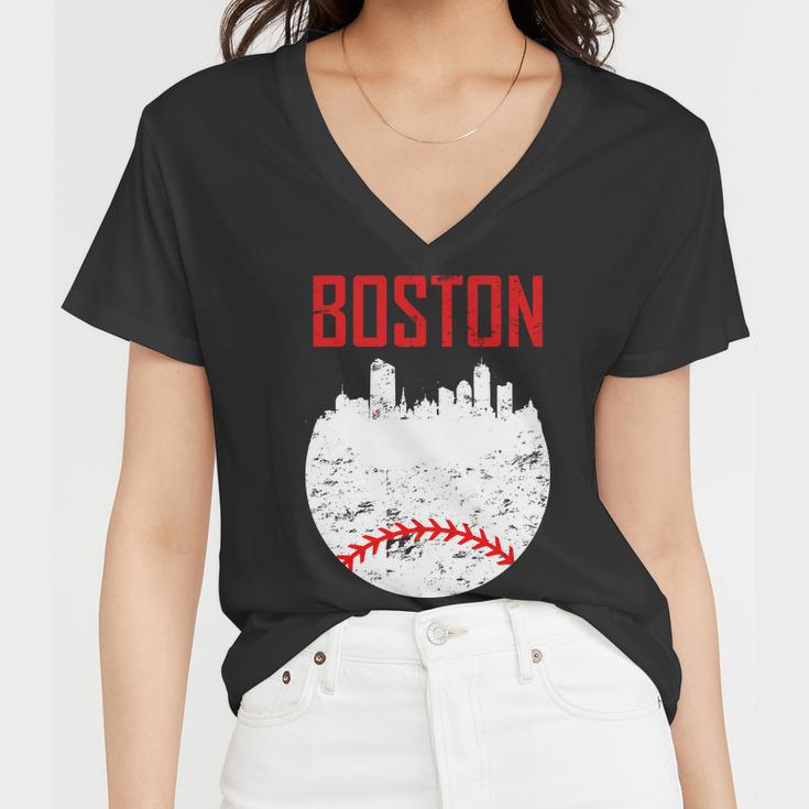 Boston Baseball City Women V-Neck T-Shirt