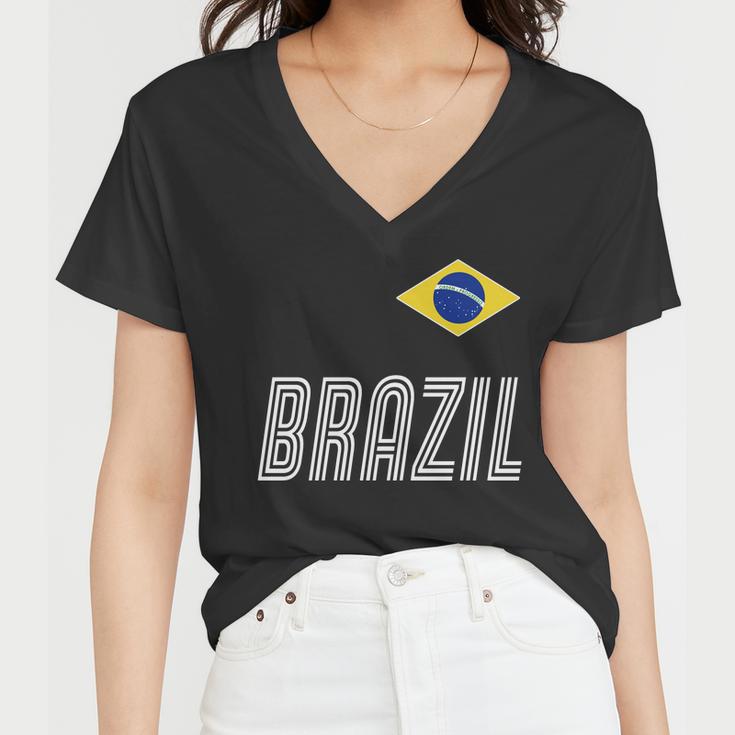 Brazil Soccer Team Jersey Flag Women V-Neck T-Shirt