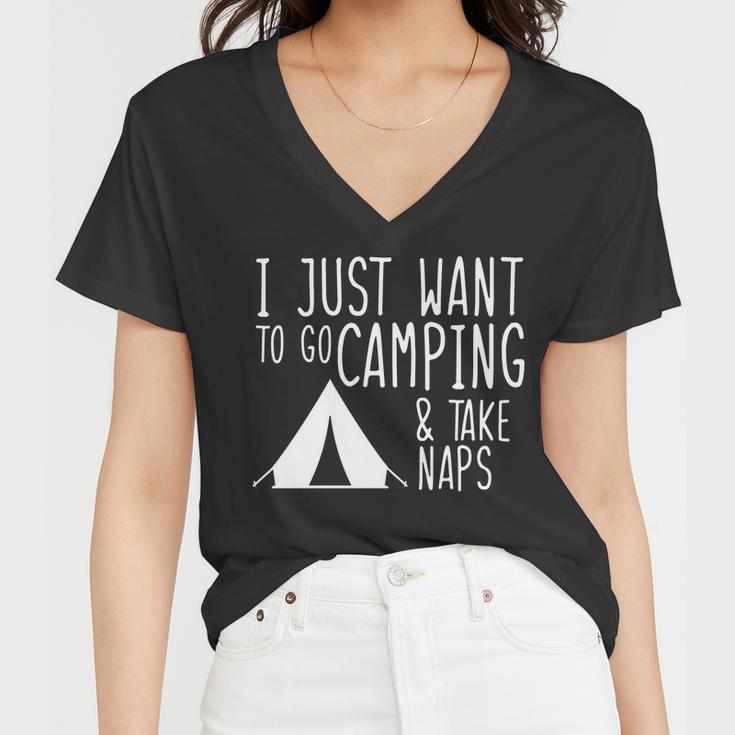 Camping And Napping Women V-Neck T-Shirt