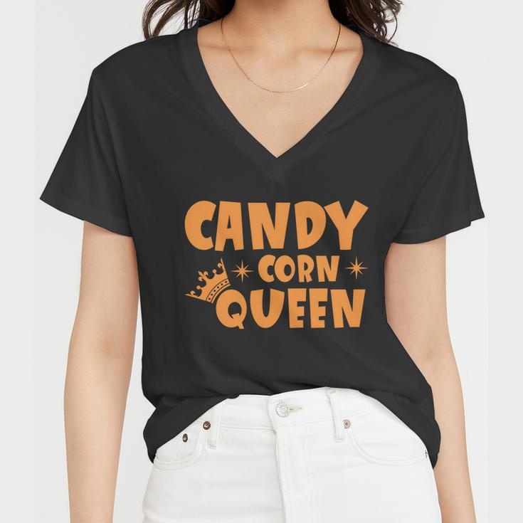 Candy Corn Queen Halloween Quote V3 Women V-Neck T-Shirt
