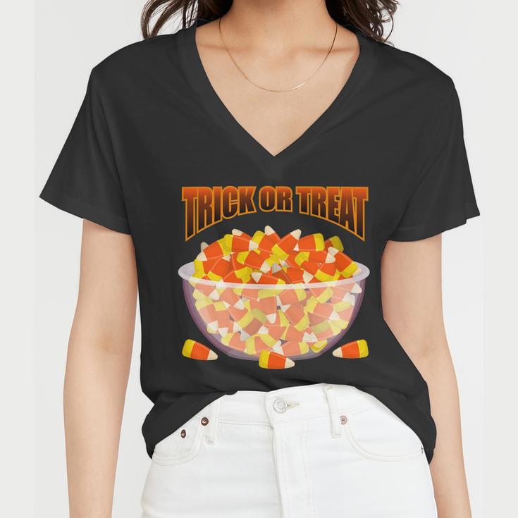 Candy Corn Trick Or Treat Halloween Tshirt Women V-Neck T-Shirt