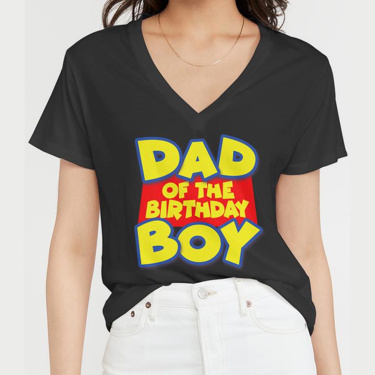 Cartoony Dad Of The Birthday Boy Tshirt Women V-Neck T-Shirt