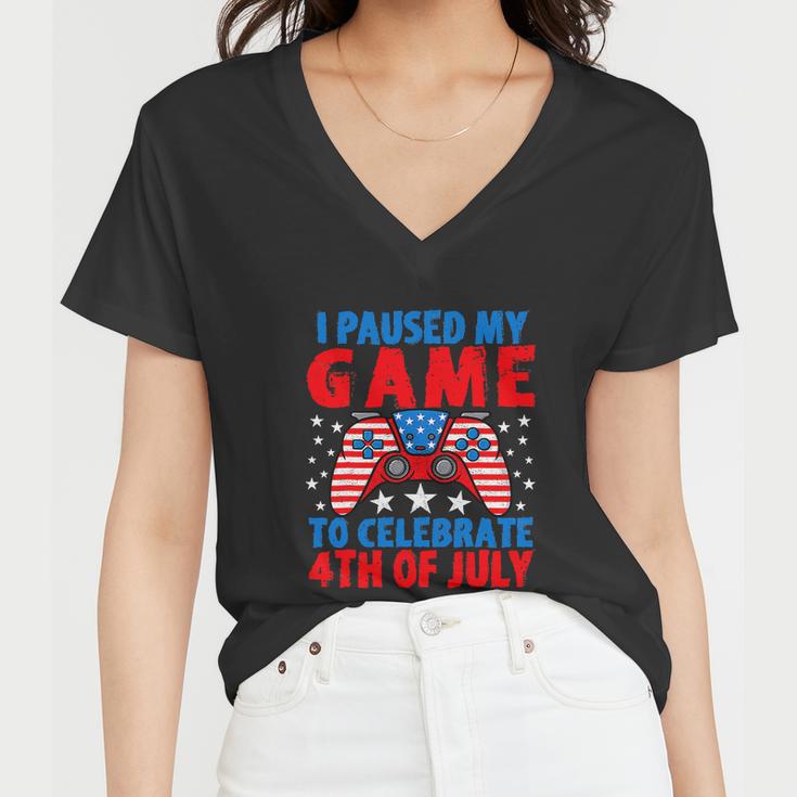 Celebrate 4Th Of July Gamer Funny Fourth Women V-Neck T-Shirt