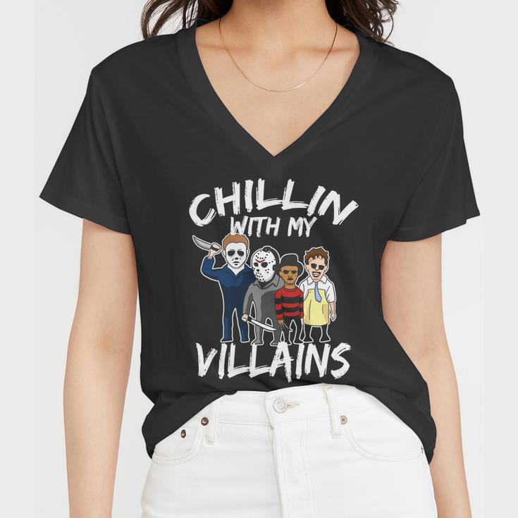 Chillin With My Villains Women V-Neck T-Shirt