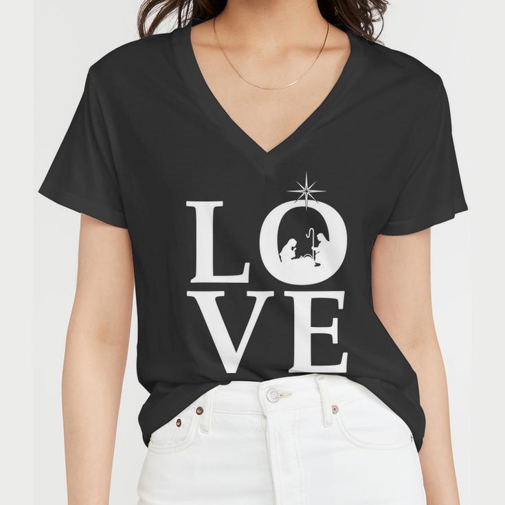 Christmas Nativity Love Women V-Neck T-Shirt