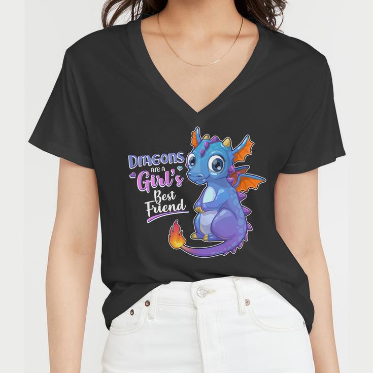 Cute Dragons Are A Girls Best Friend Women V-Neck T-Shirt