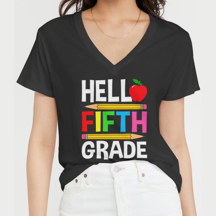 Cute Hello Fifth Grade Outfit Happy Last Day Of School Funny Gift Women V-Neck T-Shirt