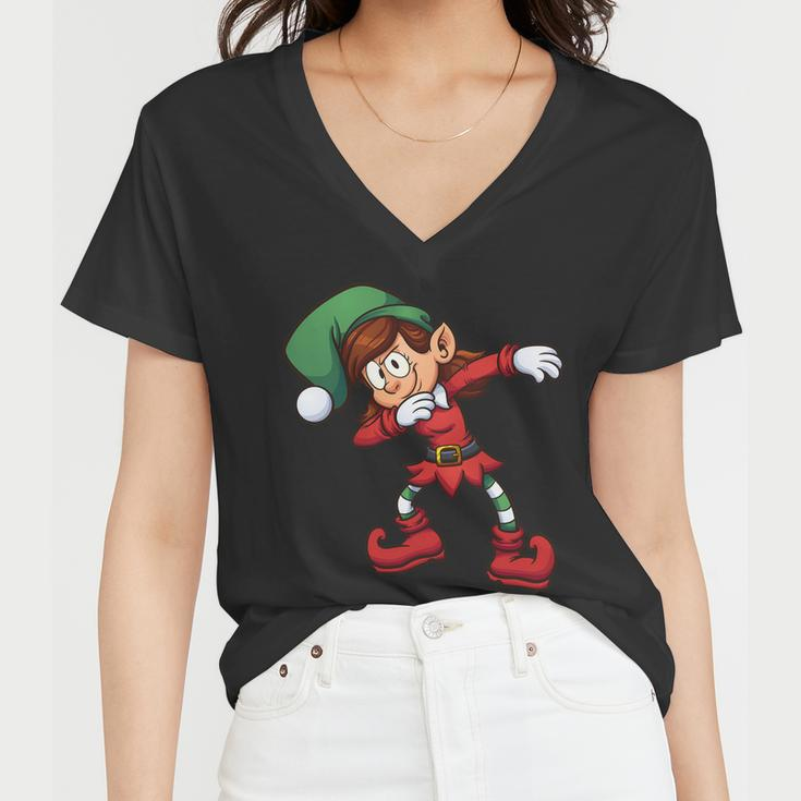 Dabbing Elf Cute Funny Christmas Tshirt Women V-Neck T-Shirt