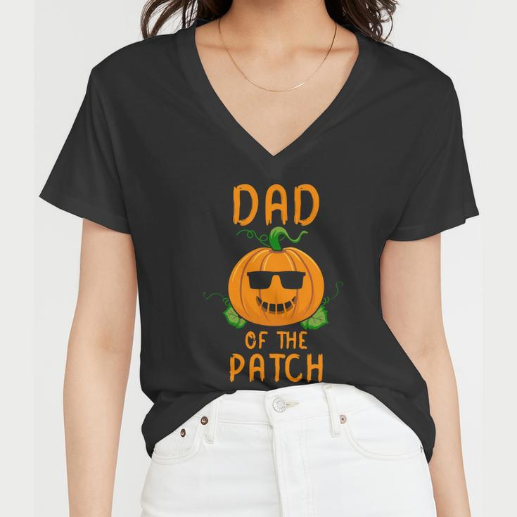 Dad Of The Patch Pumpkin Halloween Quote Women V-Neck T-Shirt