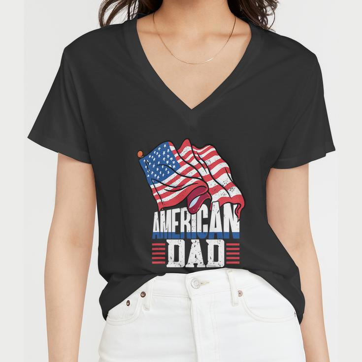 Dad Patriotic American Flag 4Th Of July Women V-Neck T-Shirt
