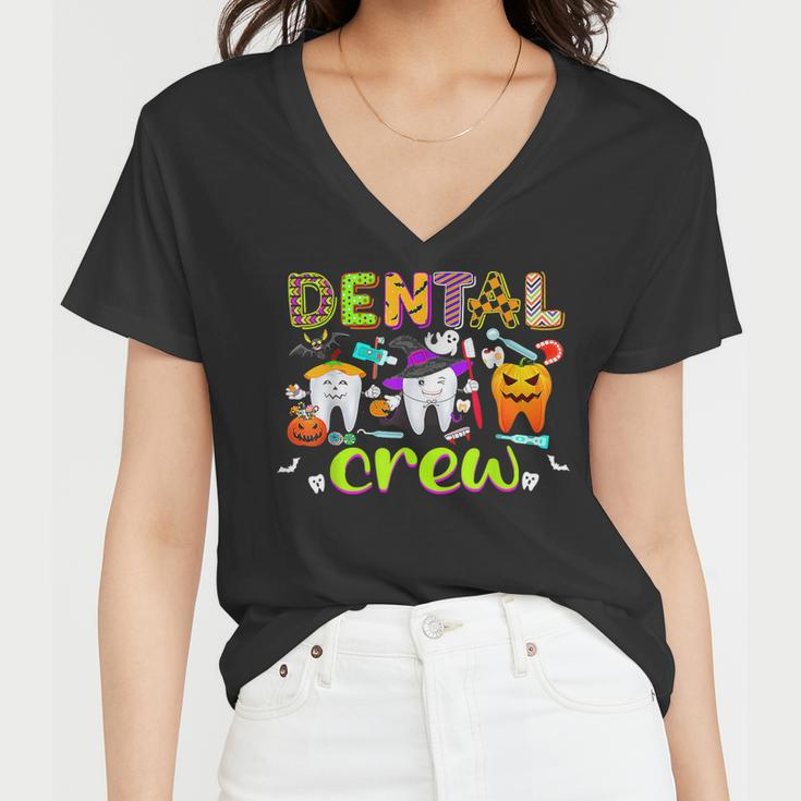 Dental Boo Crew Halloween Funny Dentist Assistant V3 Women V-Neck T-Shirt
