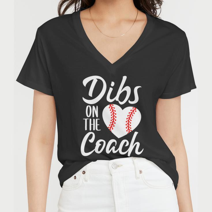 Dibs On The Coach Funny Baseball Heart Cute Mothers Day Tshirt Women V-Neck T-Shirt