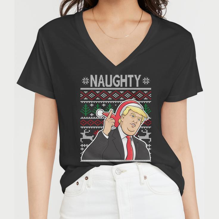 Donald Trump Naughty Ugly Christmas Women V-Neck T-Shirt