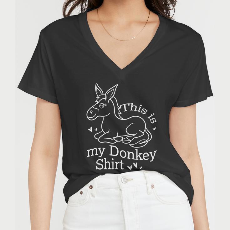 Donkey Funny Saying Cute Mule Farm Animal Gift Women V-Neck T-Shirt