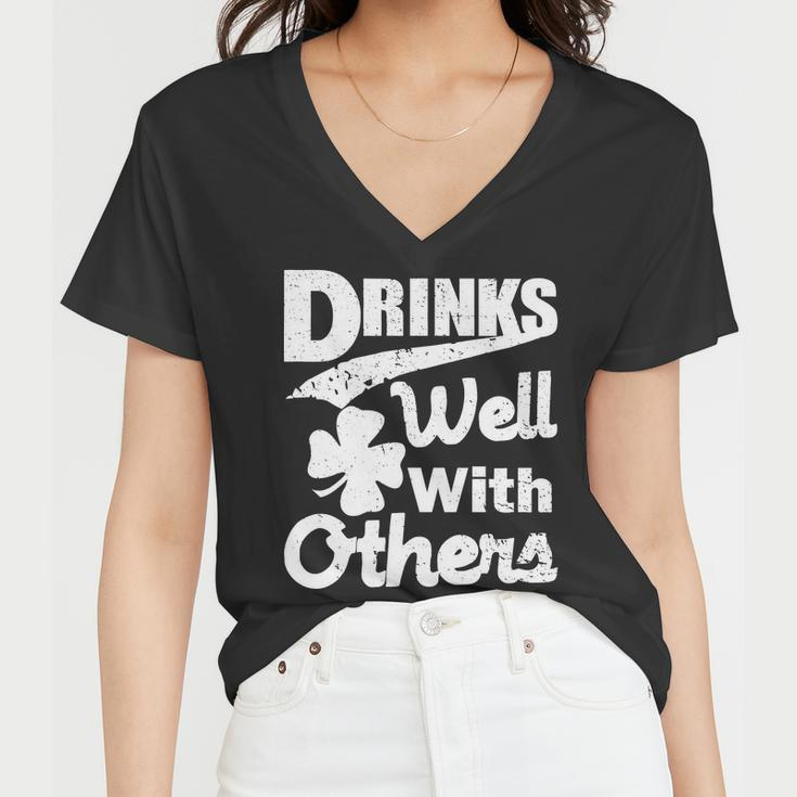 Drinks Well With Others St Patricks Day Women V-Neck T-Shirt