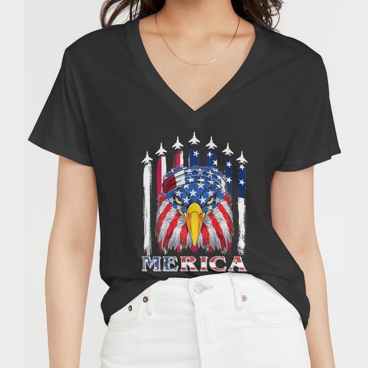 Eagle Mullet 4Th Of July Usa American Flag Merica Gift V2 Women V-Neck T-Shirt